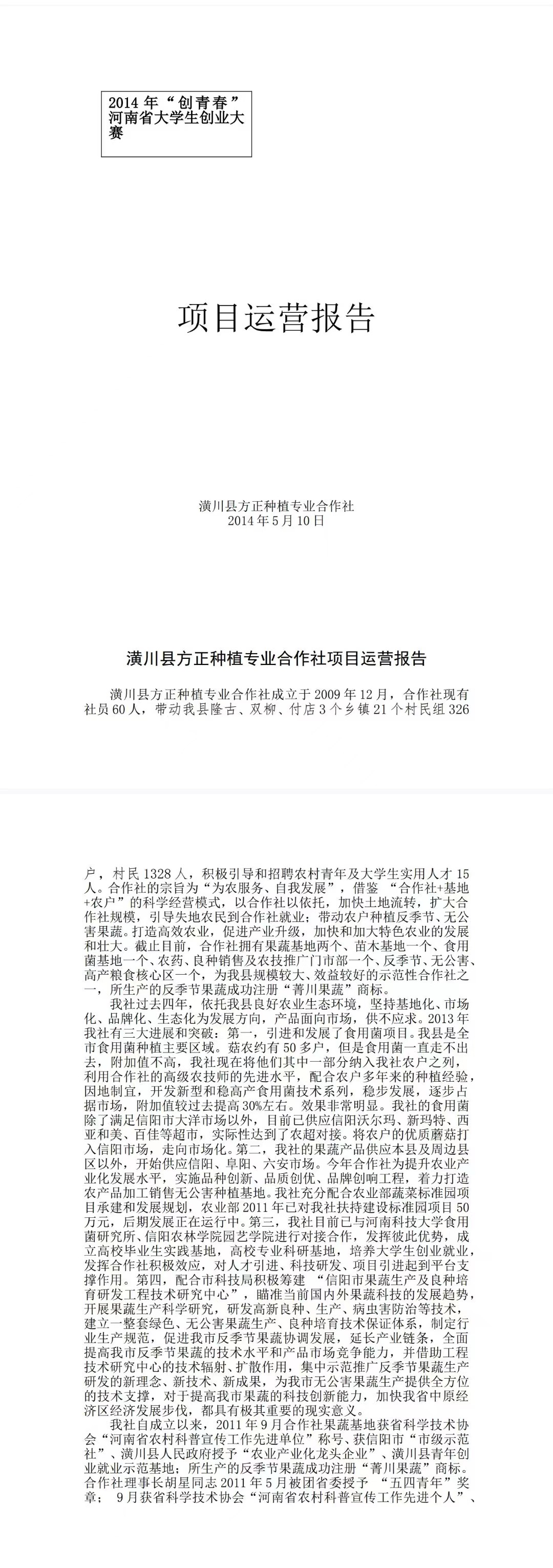 种植专业合作社项目-运营报告