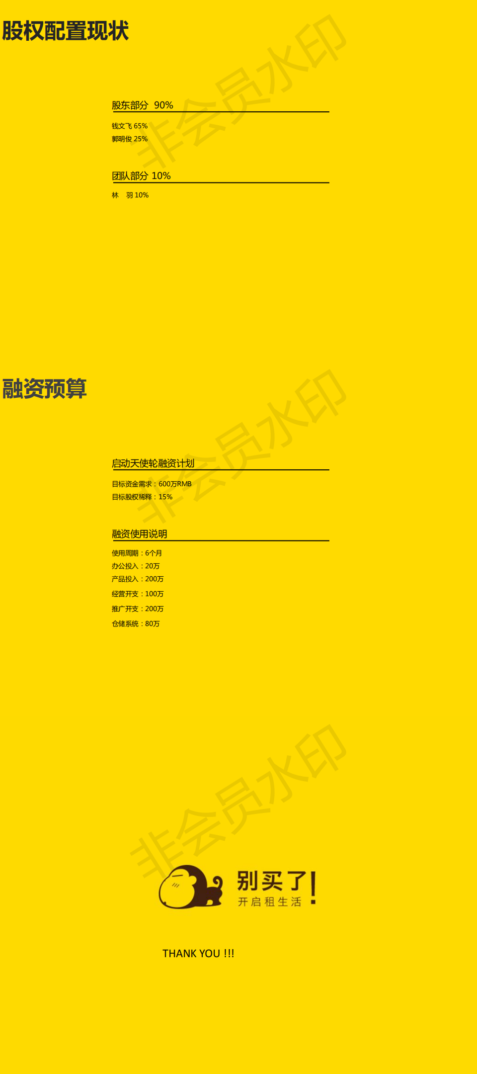 【别买了】 共享租赁 （天使轮-PRO A）商业计划书