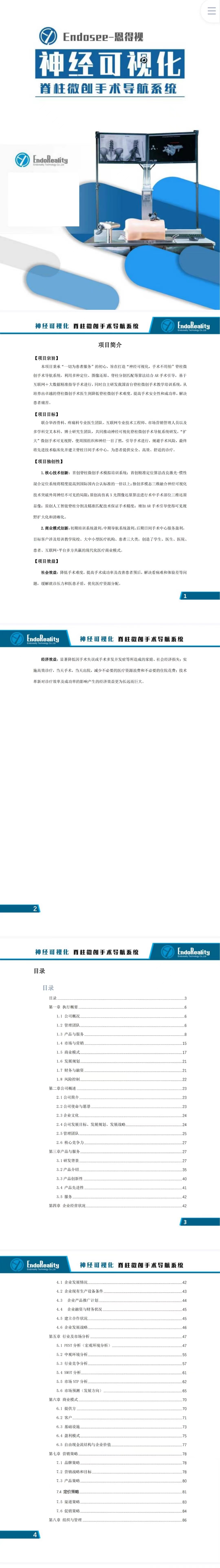 神经可视化脊柱微创手术导航系统-项目计划书
