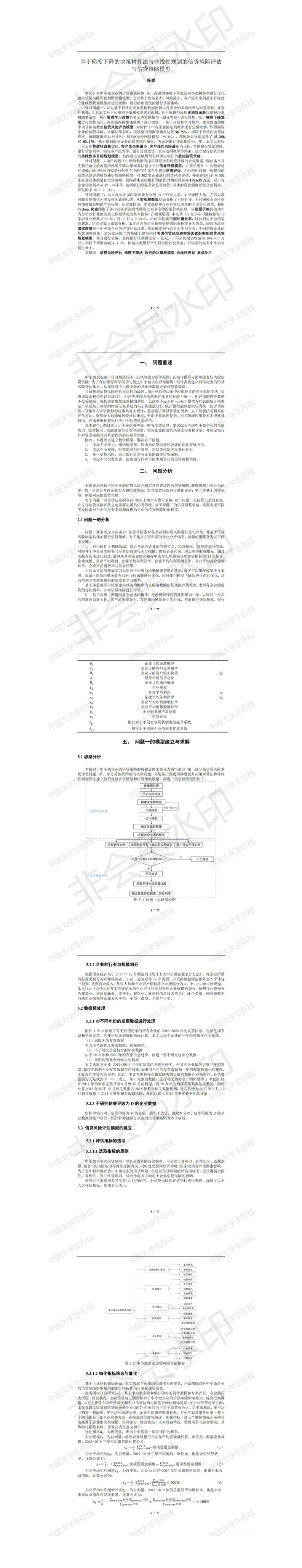 基于梯度下降的决策树算法与非线性规划的信贷风险评估与信贷策略模型-论文