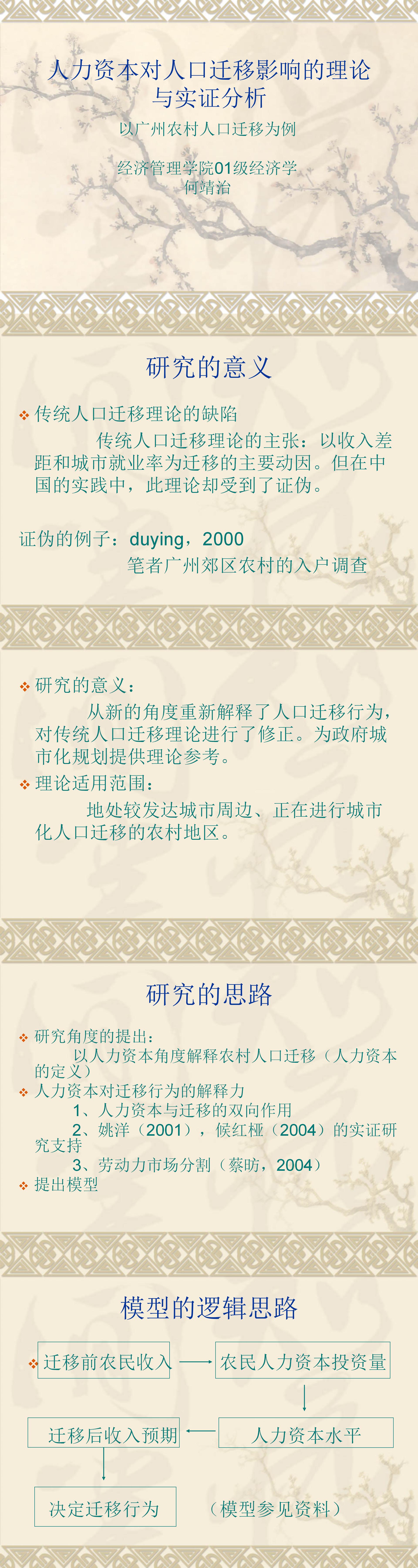 人力资本对人口迁移影响的理论与实证分析-PPT