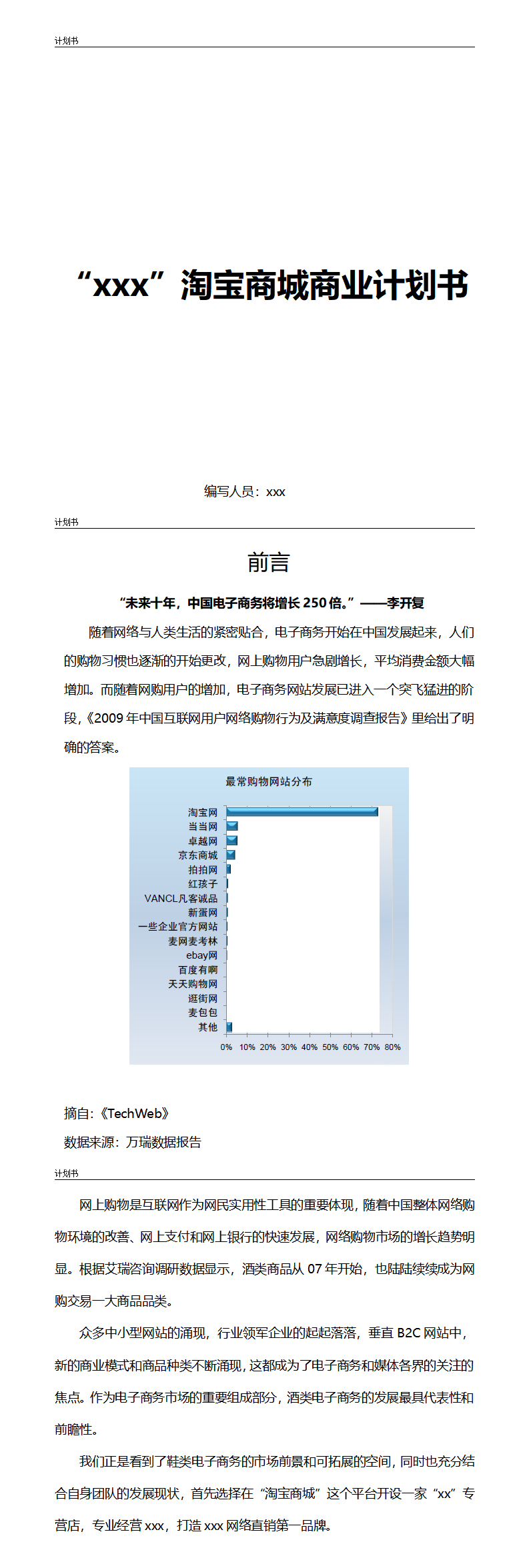“xxx”淘宝商城商业计划书