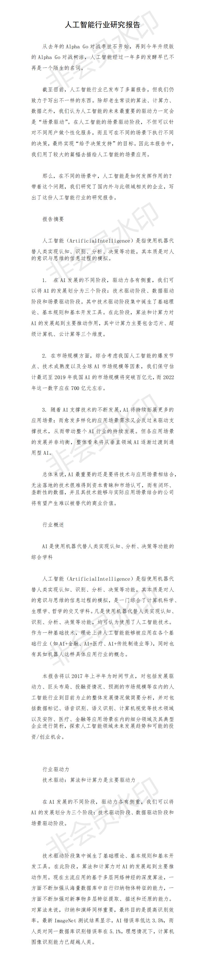 人工智能行业-项目调研论文