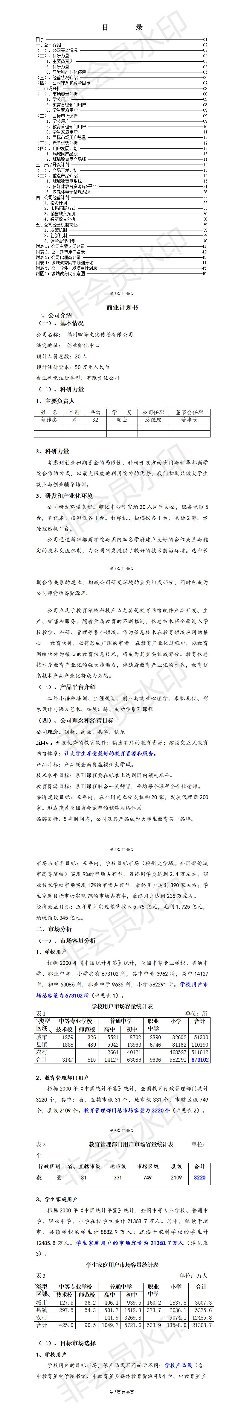 四海文化传播-商业计划书