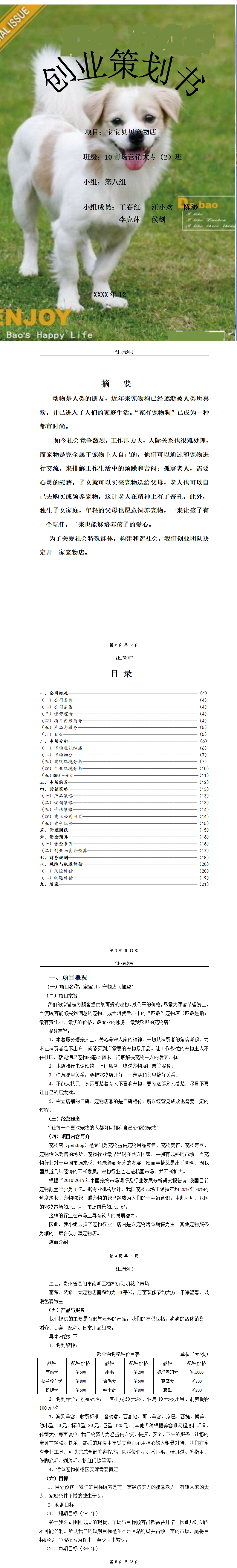 “宠物店”-项目商业策划书
