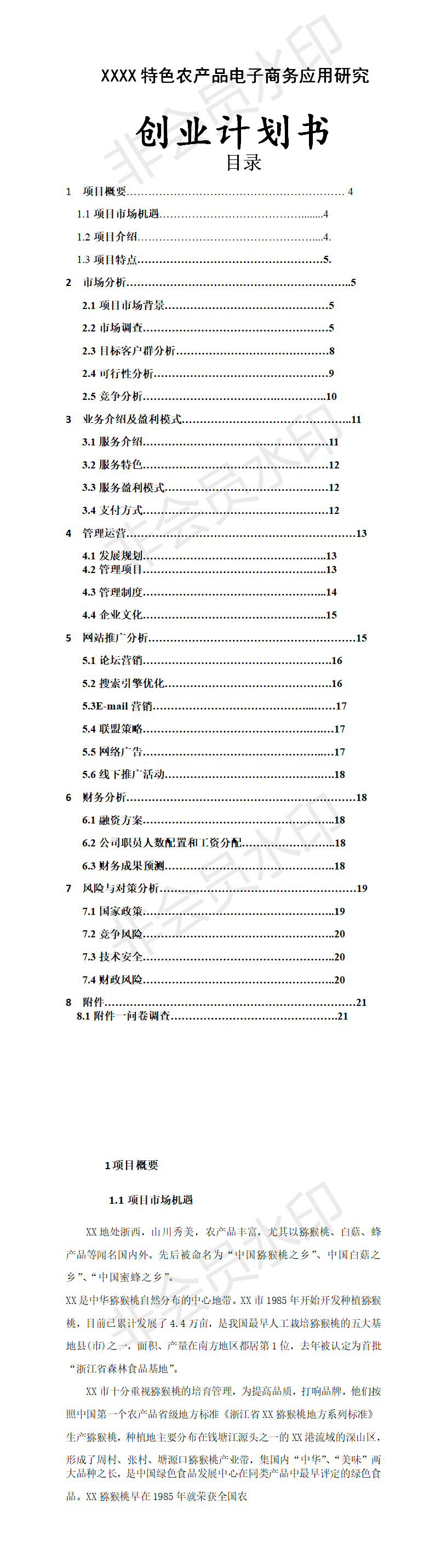 互联网 XX特色农产品电子商务应用-项目计划书