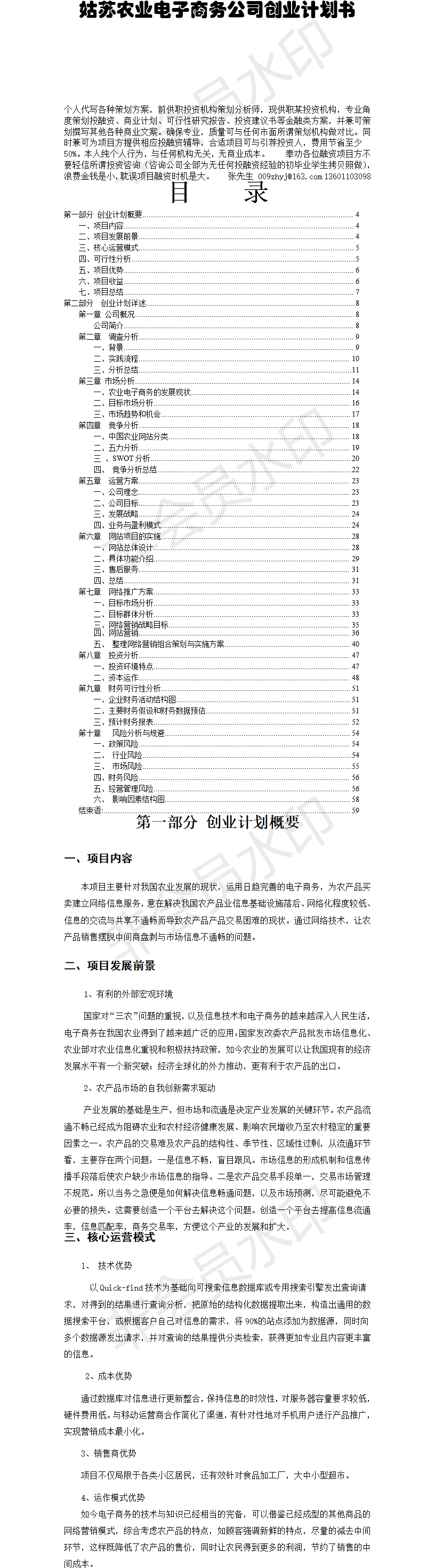 农业项目电子商务公司-项目计划书