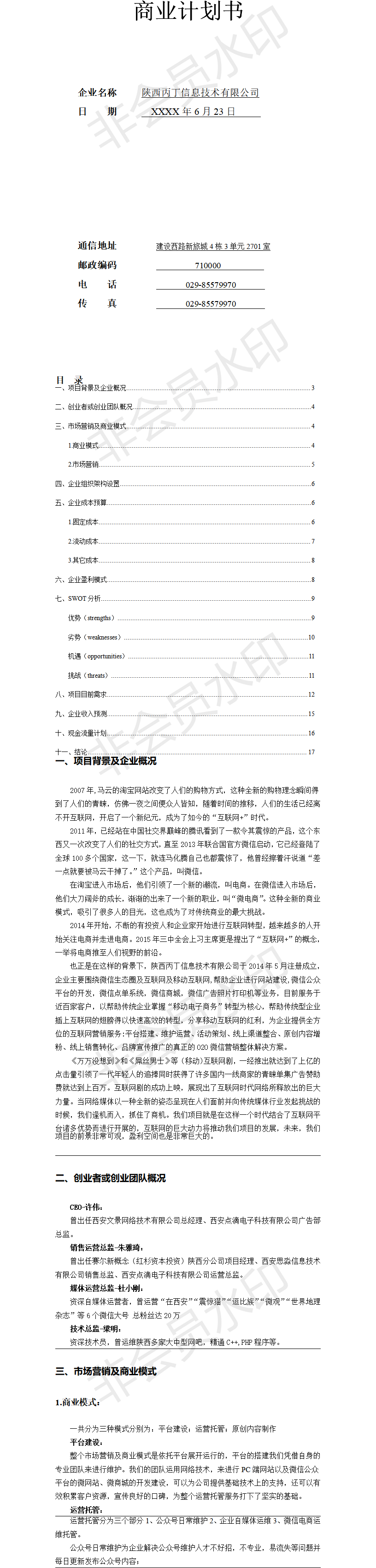 新媒体商业-项目计划书