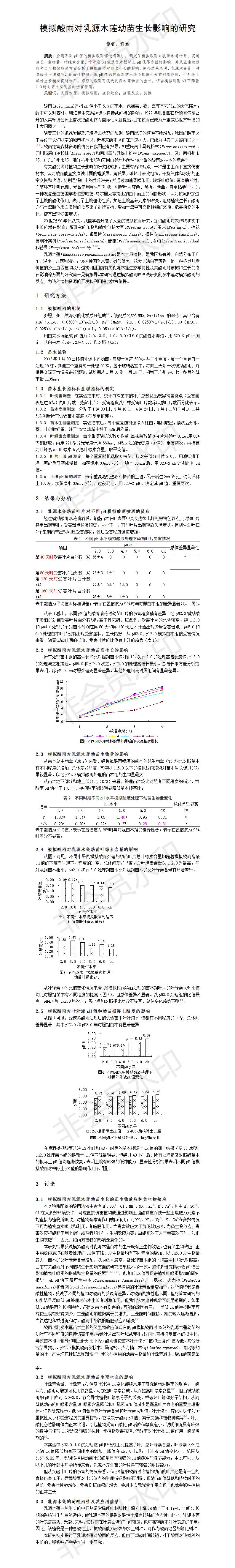 模拟酸雨对乳源木莲幼苗生长影响的研究-论文