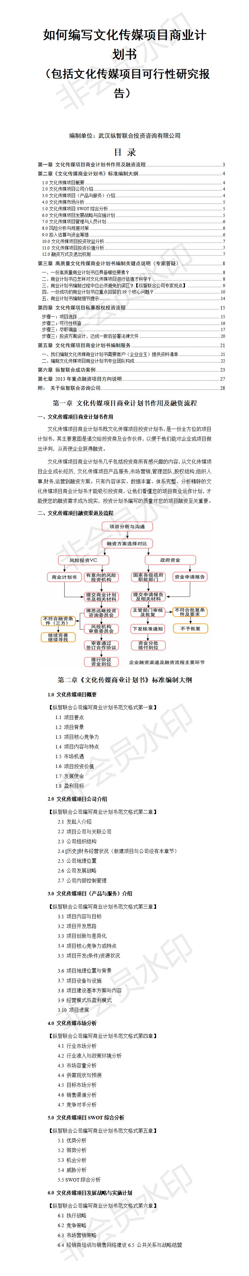 文化传媒项目-商业计划书（模板）