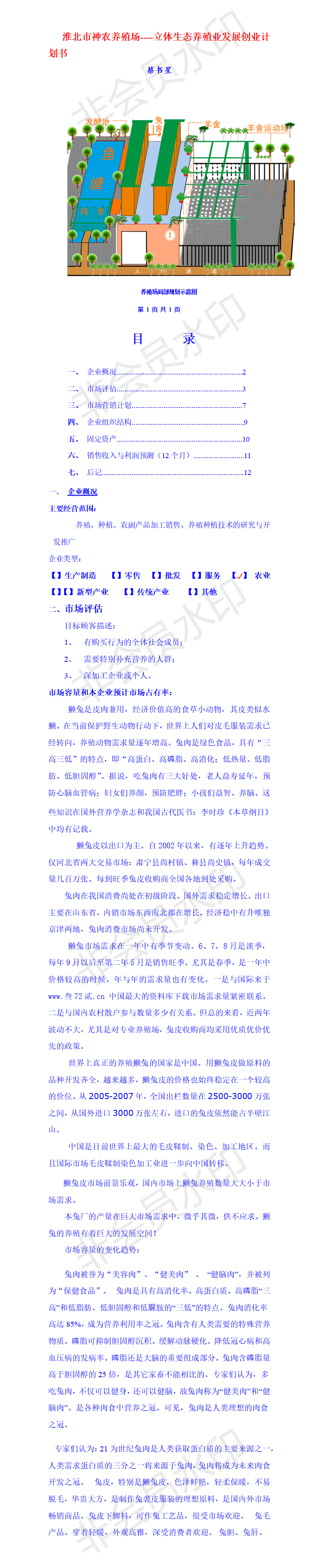 养殖场立体生态养殖业发展创业计划书-项目计划书