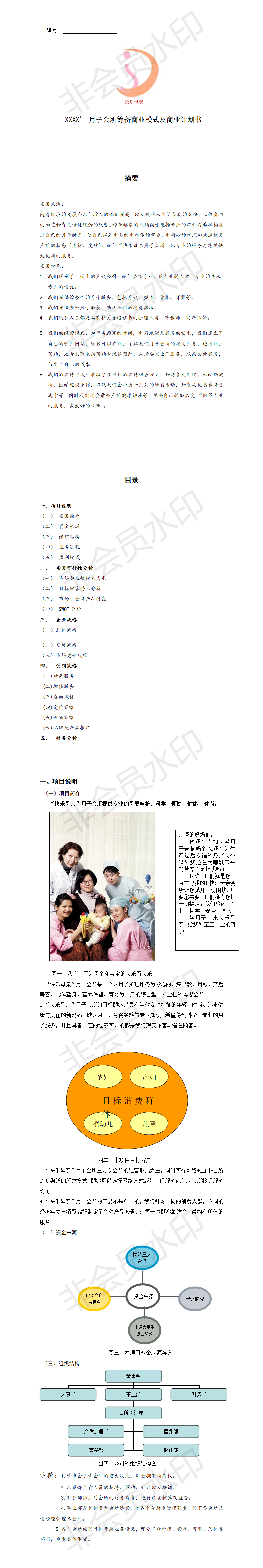 月子会所筹备商业模式及商业计划书-项目计划书