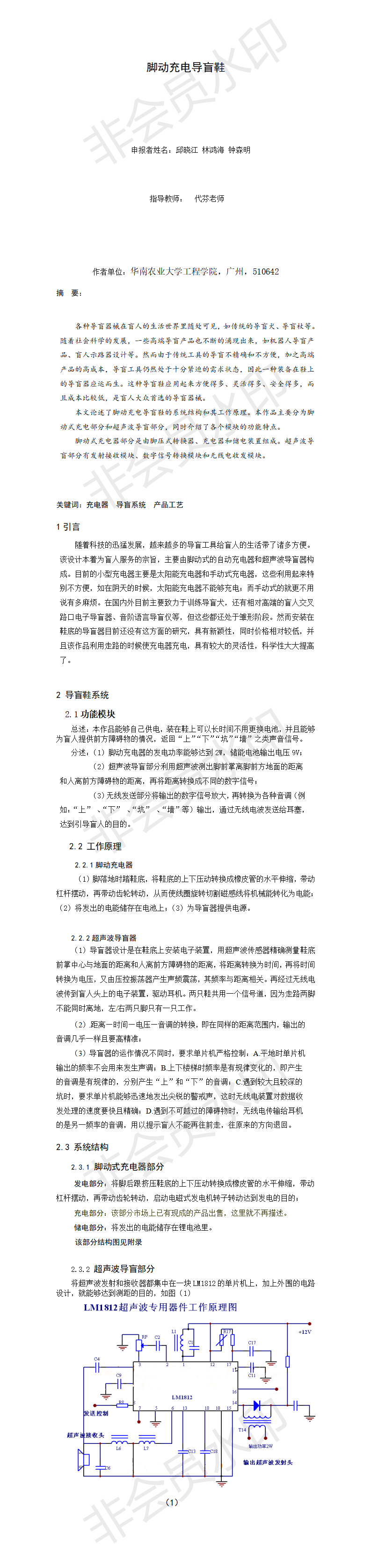脚动充电导盲鞋-项目计划书