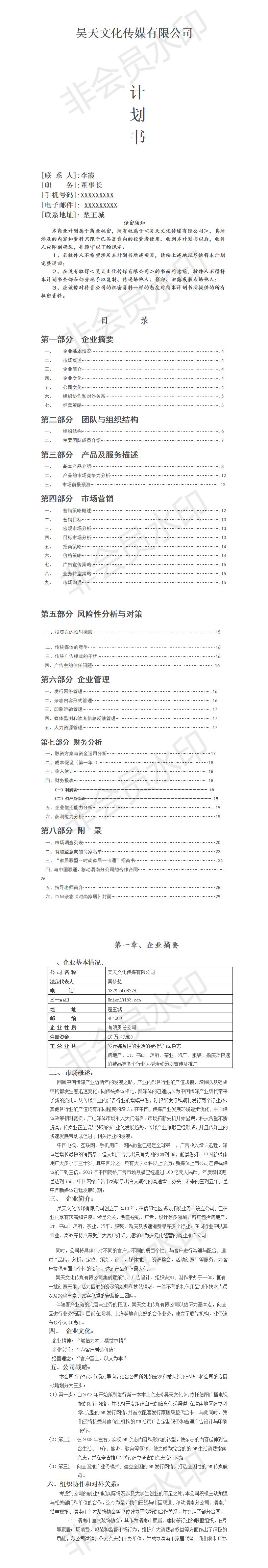 昊天文化传媒有限公司-项目计划书