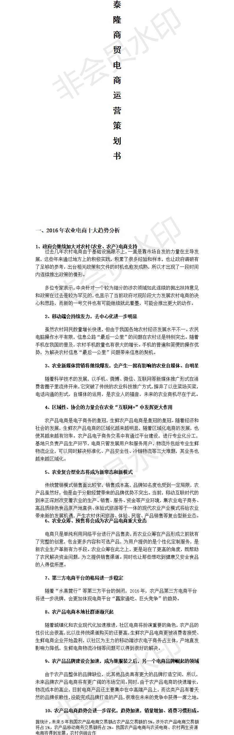 泰隆商贸电商运营-项目计划书