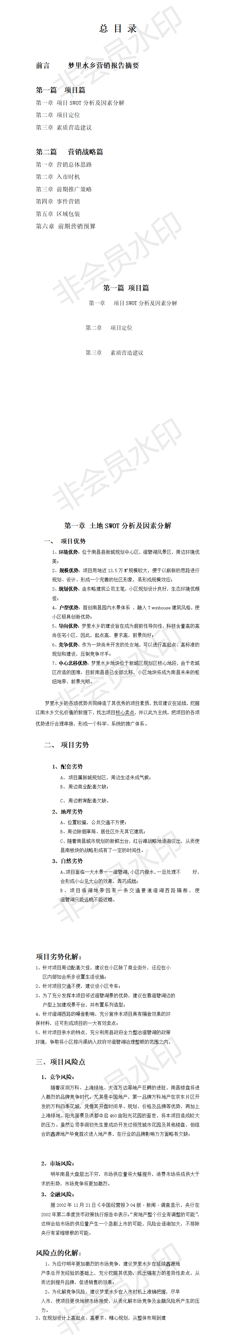 梦里水乡营销报告摘要-项目计划书