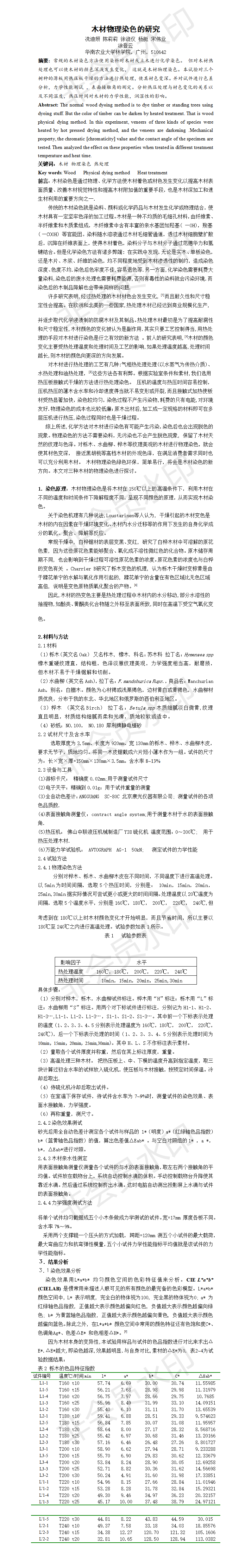 木材物理染色的研究-项目成果