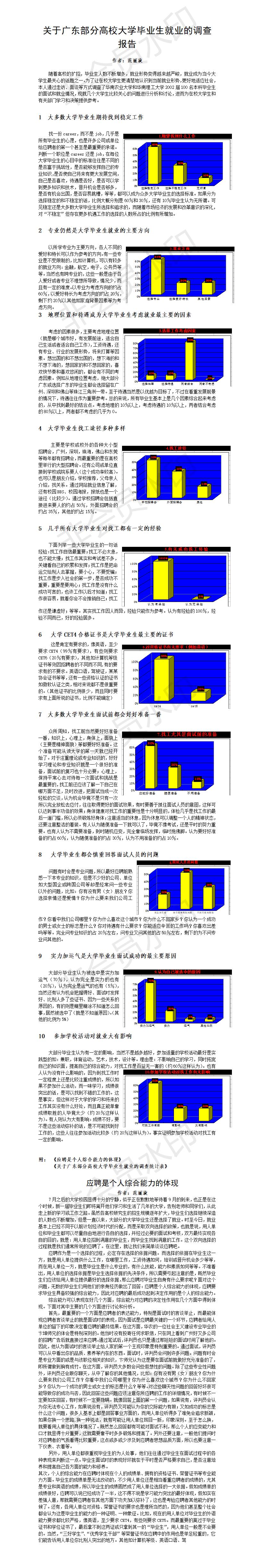 关于广东部分高校大学毕业生就业的调查报告-论文