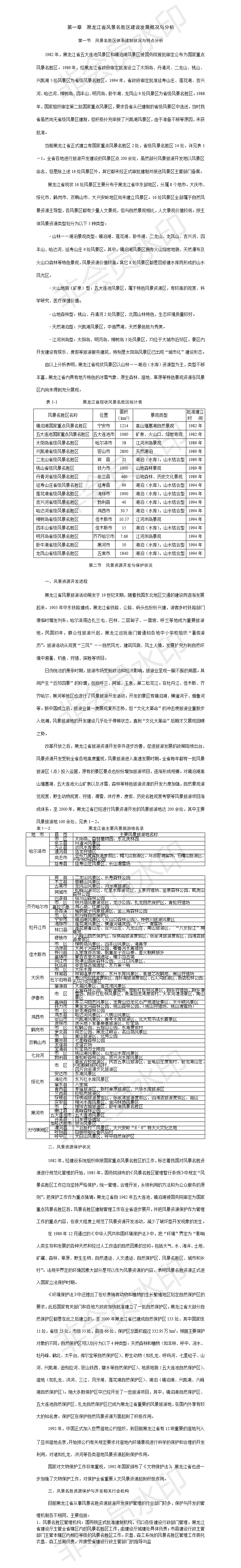 黑龙江省风景名胜区建设发展概况与分析-项目计划书