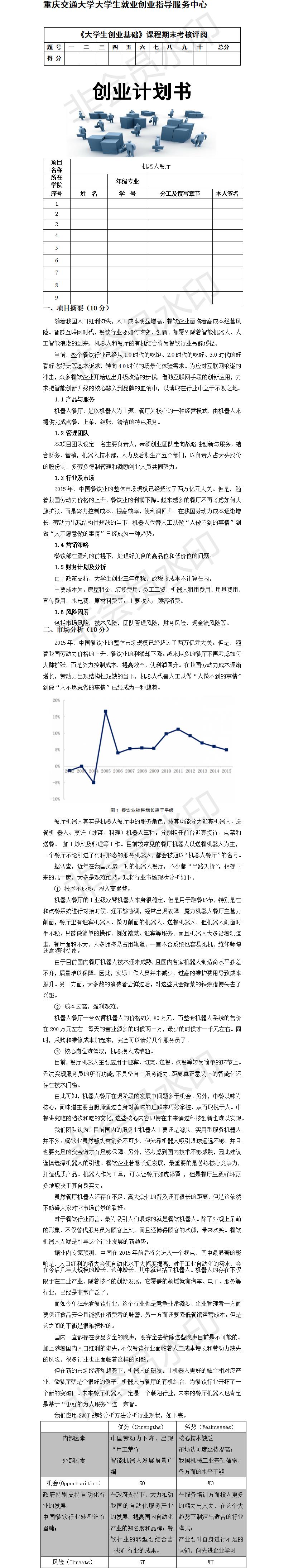 机器人餐厅-项目计划书
