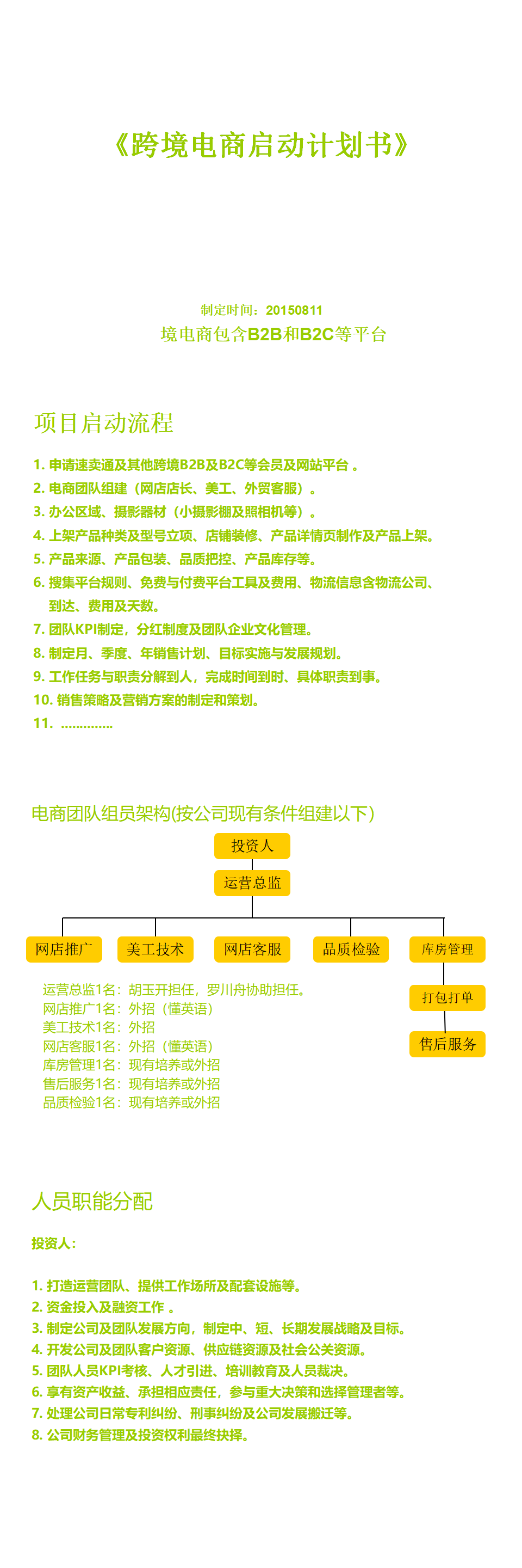 跨境电商启动计划书-PPT