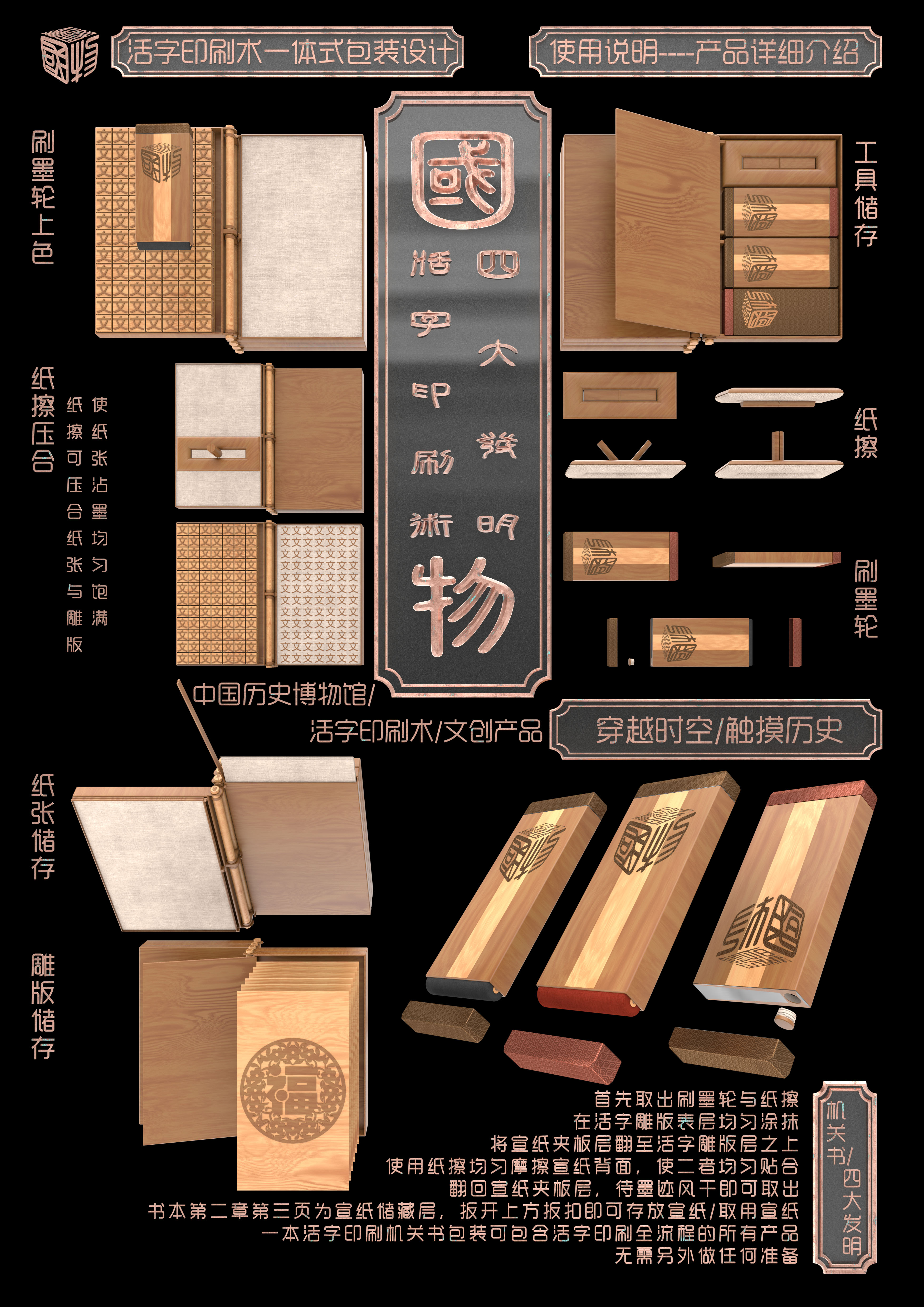 蓝桥杯高校视觉艺术设计赛-2022-平面类-一等奖-品—活字印刷术一体式包装设计