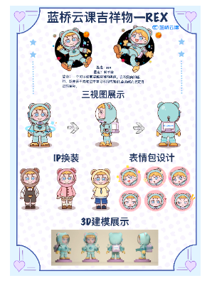 蓝桥杯高校视觉艺术设计赛-2022-吉祥物-一等奖-蓝桥云课吉祥物——REX